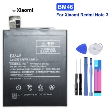 4000mAh BM46 Csere Akkumulátor Xiaomi Redmi 3. Megjegyzés az Xiao Mi Note3 Pro/Prime-BM 46 BM-46 a Pálya Kód