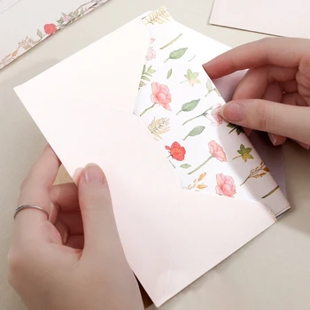 9pcs Kawaii Boríték levélpapír Beállított Esküvői Meghívó DIY Képeslap, Ajándék keretek Barátom koreai Stationery Office