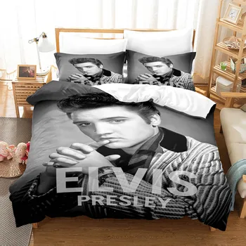Elvis Presley ágyneműgarnitúra Egyszemélyes Teljes Királynő King Size Elvis Presley Ágy Meghatározott Aldult Gyerek Hálószoba Duvetcover Beállítja 3D-s Anime 034