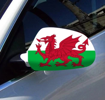 Közvetlenül Szállítás 2 Db Ingyenes Méret Négy-módon stretch szövet Wales Walesi Zászlók Autó Tükör Borító